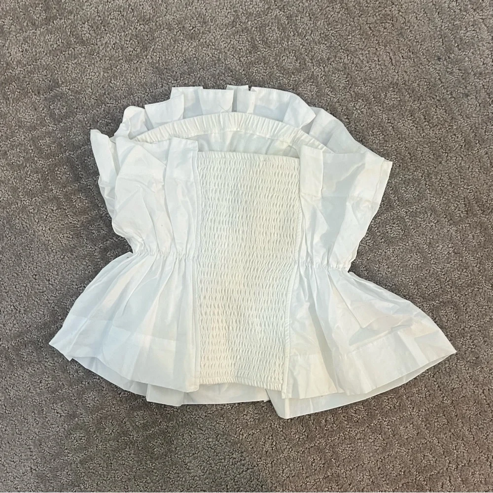 NWT Anthropologie White Smocked Ruffle Strapless Top - Size S - Perfect Bridal! - Picture 2 of 8